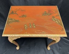20th Century Chinese Scholar Chinoiserie Table - Raised Art Scene With Lacquer