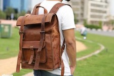 Messenger Leather Backpack Bag Rucksack Genuine Travel Vintage Laptop