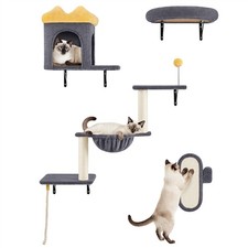 Arbre à Chat Mural Étagères Murales pour Chat d'Intérieur avec Niches Griffoirs