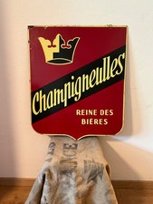 Antique CHAMPIGNEULLES Queen of Beers Advertising Enamel Plate - EAS 1960