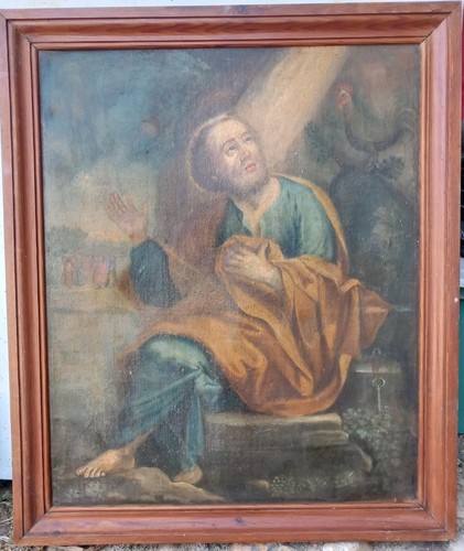 Saint pierre huile sur toile - pierre,