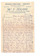 CAEN & SAINT-AUBIN-SUR-MER (14) FURNITURE & TRINKETS "Mme. J. JEGOU" and 1939