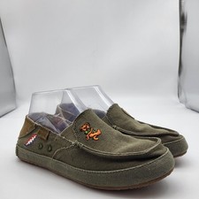 SANUK TWINNY ST GRATEFUL DEAD Bear Sz 7 sidewalk surfer green canvas slip on