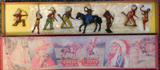 Old CRESCENT TOYS 1950s Lead, Assorted North American Indians, 8 Piece Boxed Set