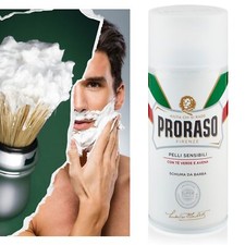 Proraso - Mousse à raser pour peau sensible à l'aloe vera et au thé vert 30