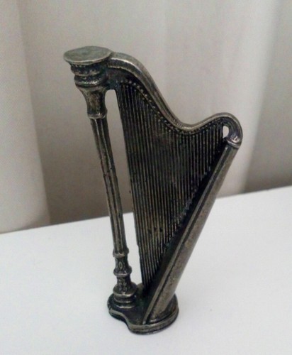 Ancien bibelot harpe étain - , de