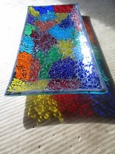 DECORATIVE TRAY centerpiece mosaic glass dish mosaic glass decoration