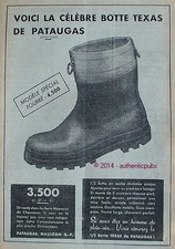 ADVERTISEMENT PATAUGAS MAULEON TEXAS BOOT COW FURRE 1957 FRENCH AD SHOES