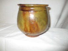 ANCIEN  POT A MIEL,A GRAISSE en terre cuite vernissé ART POPULAIRE XIXè-POTERIE