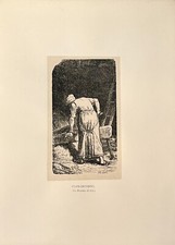 JEAN-FRANCOIS MILLET "LA BROYEUSE DE LIN" 1881 Lithograph