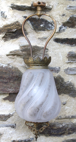 Lampe lustre globe verre - lustre,