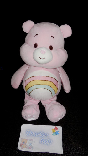 Doudou peluche bisounours rose - peluche,