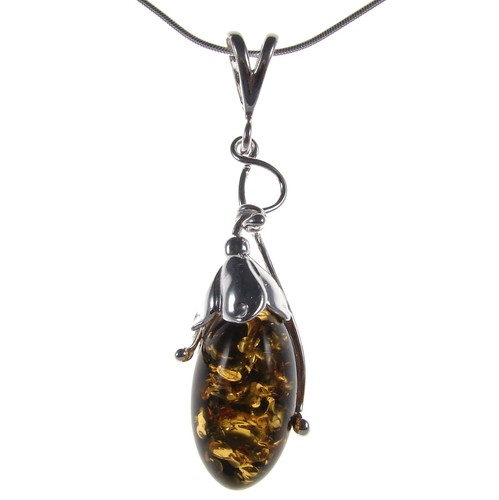 Collier femme ambre argent - ambre,