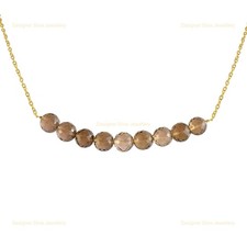 Sisters Day Deal Natural Smoky Quartz Beaded New Necklace 925 Sterling Silver