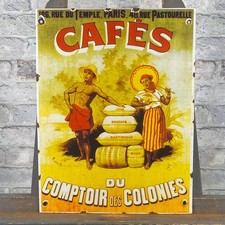 COMPTOIR DES COLONIES Enamel Sign 16.1x12.2" (41x31cm) Nice Coffee Vintage Decor