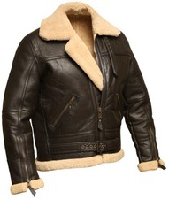 Blouson de vol homme B3 RAF aviateur marron bombardier en cuir de mouton...