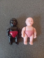 LOT 2 ANTIQUE MINI SMALL BATHERS DOLLS BRAND P.J INCLUDING 1 BLACK 5.5 CM