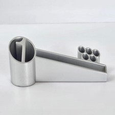 PORTE-STYLOS PORTE-COURRIER VINTAGE 1970 EN ALUMINIUM BROSSE EN FORME DE CLE 70S