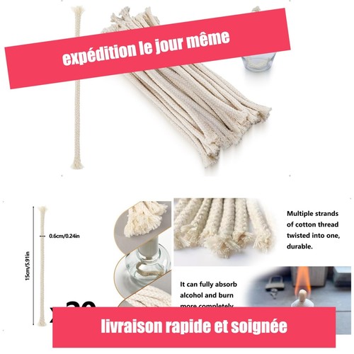 Mèches coton lampe à - 20,
