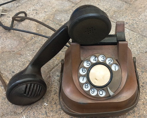 Téléphone cadran cuivre - à,
