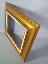 Cadre moderne bords inversés 50x41,5 cm feuillure 33x24 cm 4F bois doré C588