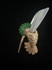 Rare Vintage Marcel Boucher Hummingbird Brooch Pin EXCELLENT Book Piece Green St