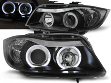 Paire Feux Phares BMW serie 3 E90 / E91 03/2005 a 08/2008 Angel eyes noir LPBM76