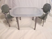 Horsman Urban Environment Louis XVI Style Table 2 Arm Chairs Pewter for 16" Doll