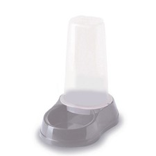 Distributeur mixte 650 ml, eau ou croquettes, gris en plastique, pour chien ou c
