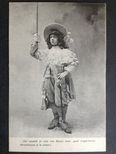 Antique Postcard Fantasy CHILD MUSKETEER Sword Sword Musketeer