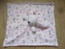 Doudou plat carré lapin rose