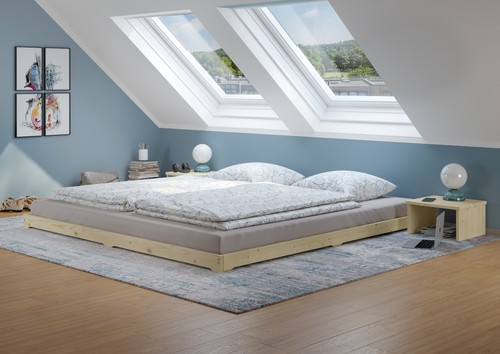 Lit futon bois naturel - en,