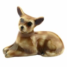 Maison de Poupées Miniature Céramique Marron Chihuahua Allongé Bas (3)