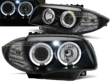 Paire de feux phares BMW Serie 1 E87/E81 2004 a 2011 angel eyes noir