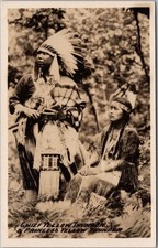 Wisconsin RPPC Real Photo Postcard CHIEF YELLOW THUNDER Winnebago Indians Unused
