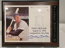 MICKEY MANTLE  HOF Induction Plaque Autographed Signed 8x10 Photo JSA AUCTION LE