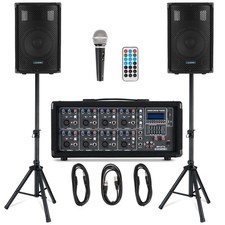 Pack DJ Sono Complet Systeme Audio PA Enceintes Table de Mixage Bluetooth 150W