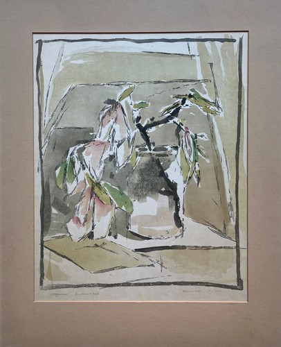 Linogravure magnolias 1953 - linogravure,
