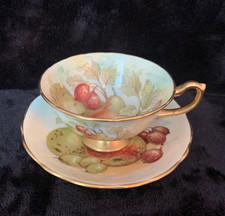 Hammersley Bone China Tea Cup & Saucer. Fruit & Nut Pattern Signed M. Colley