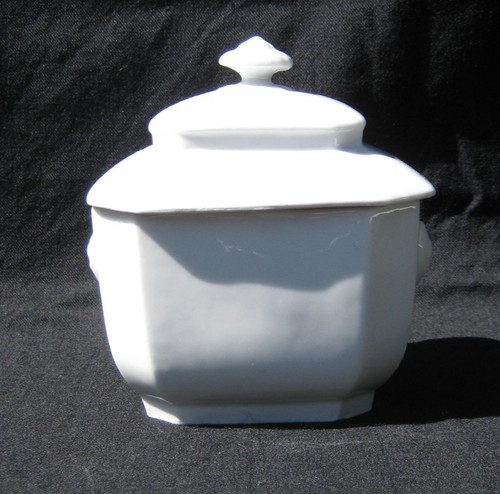 Ancien grand pot - sucrier, blanc