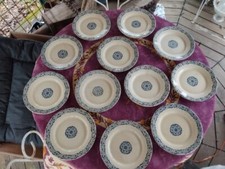 12 Assiettes Plates Terre de Fer Porcelaine Opaque de Gien Modèle Biarritz 23cm