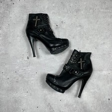 New Rock Size 39 Ladies Leather Boots Vintage Floral Black Gothic Rock Punk