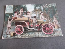 POSTCARD.FANTASY.BEBES EN VIEILLE VOITURE.A M.LAHAYE A CROUY SUR OURCQ