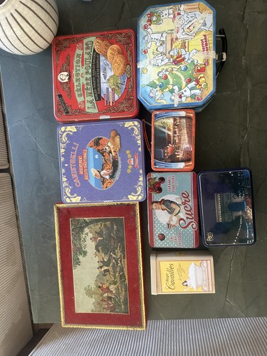 Lot boites fer vintage - en,