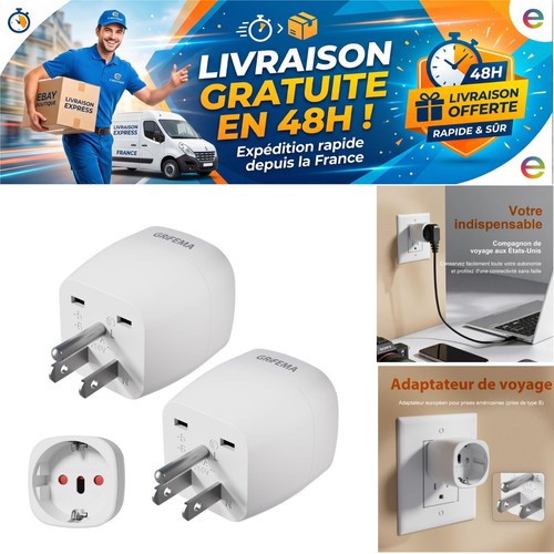 Adaptateur prise usa - usa, type