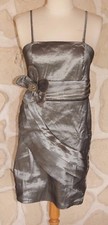 Robe de soirée grise avec fleur neuve taille L marque Mimi'Show (bc)