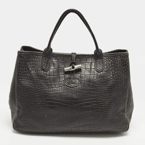 Longchamp roseau black croc - longchamp,
