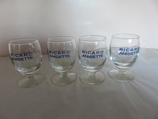 4 VERRES BALLON RICARD ANISETTE ANCIEN Lettre bleu en relief