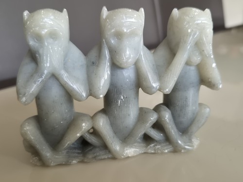 Statuette singes pierre - statuette,