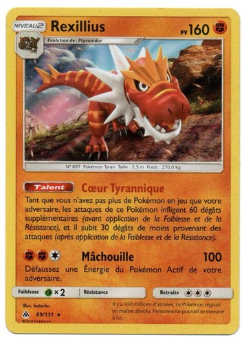 Carte pokémon rexillius - carte,